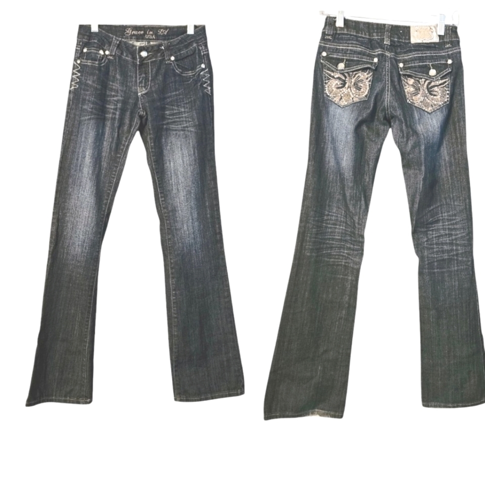 Grace In LA Flap Embellished Women's Bootcut Jeans Size 3